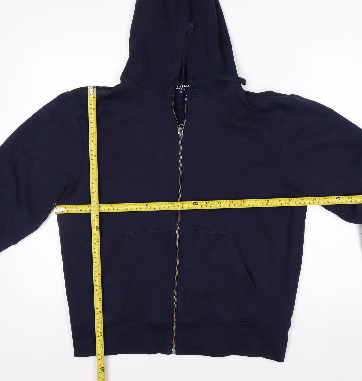 John Lewis Men’s Blue Full Zip Cotton Hoodie Size M