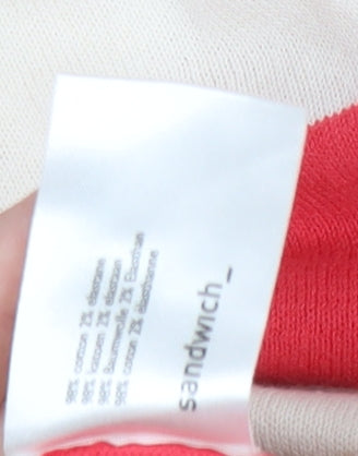 Sandwich Womens Red Beige Striped Boat Neck Long Sleeve Cotton Top Size S