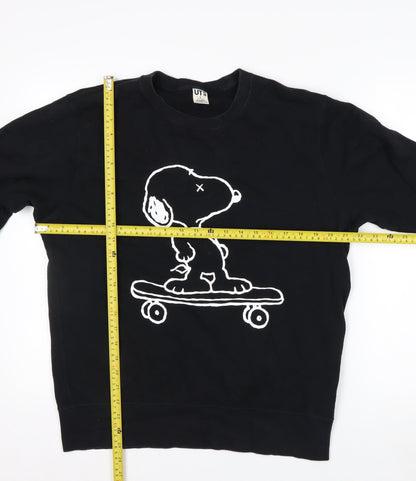Uniqlo KAWS x Peanuts Mens Black M Pullover Sweatshirt Snoopy Graphic