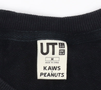 Uniqlo KAWS x Peanuts Mens Black M Pullover Sweatshirt Snoopy Graphic