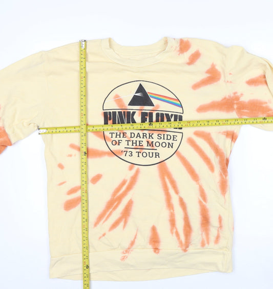 Pink Floyd Mens Beige Tie Dye Pullover Sweatshirt Large Graphic Print