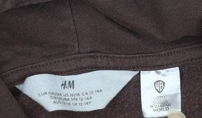 H&M Teens Brown Hedwig Graphic Full Zip Hoodie Size 164