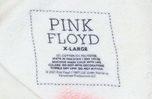 Pink Floyd Mens Beige XL Pullover Tie Dye Graphic Sweatshirt