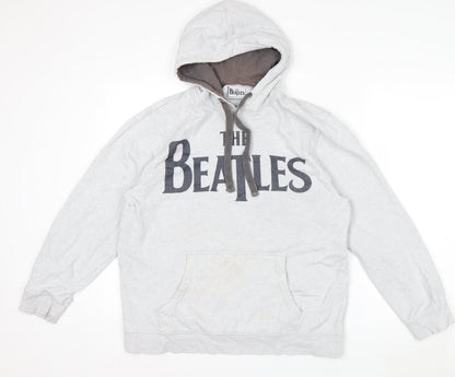 George Men's Grey The Beatles Pullover Hoodie Medium Cotton Fleece