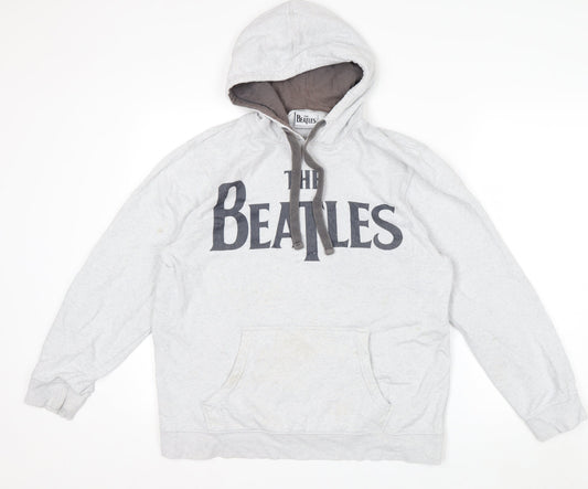 George Men's Grey The Beatles Pullover Hoodie Medium Cotton Fleece