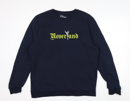 Disney Women’s Navy Neverland Sweatshirt XL Cotton Blend Crew Neck