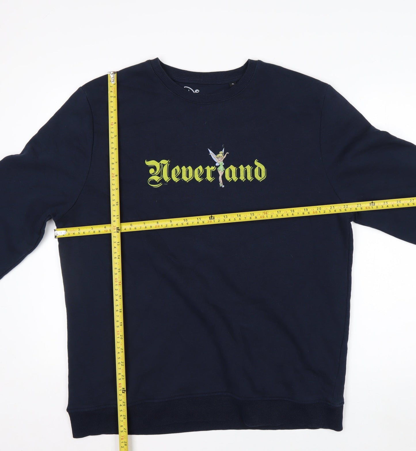 Disney Women’s Navy Neverland Sweatshirt XL Cotton Blend Crew Neck