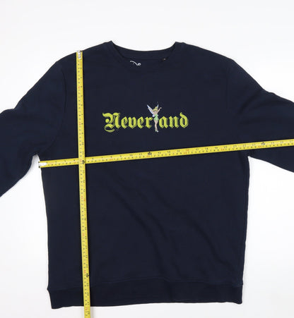 Disney Women’s Navy Neverland Sweatshirt XL Cotton Blend Crew Neck