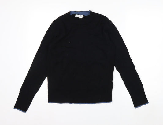 White Stuff Women's Black Merino Cotton Crew Neck Jumper Size 8