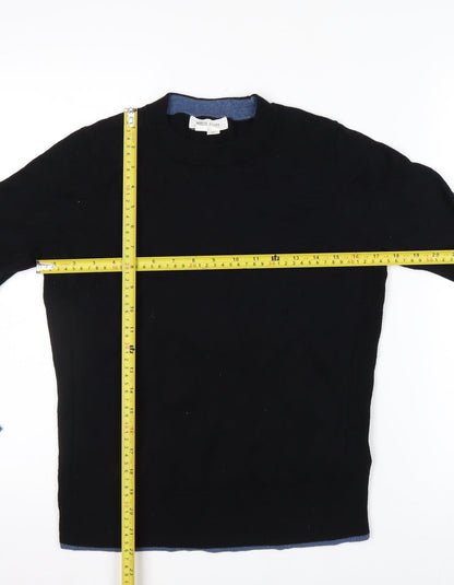 White Stuff Women's Black Merino Cotton Crew Neck Jumper Size 8
