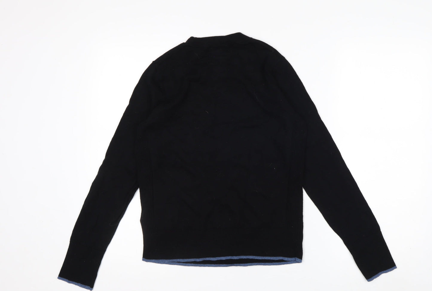 White Stuff Women's Black Merino Cotton Crew Neck Jumper Size 8