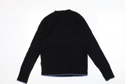 White Stuff Women's Black Merino Cotton Crew Neck Jumper Size 8