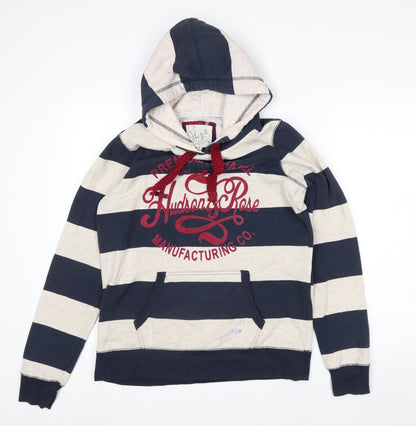 New Look Hudson & Rose Beige Blue Stripe Hooded Pullover 10 Women’s Hoodie