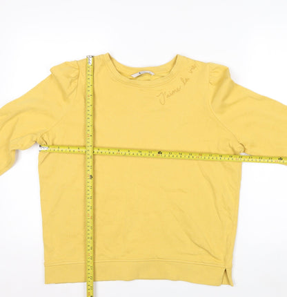 Tu Woman Yellow Cotton Crew Neck Long Sleeve Pullover Sweatshirt Size 12