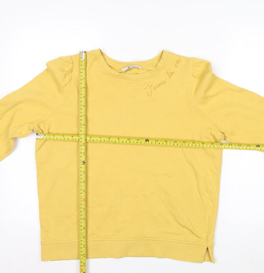 Tu Woman Yellow Cotton Crew Neck Long Sleeve Pullover Sweatshirt Size 12