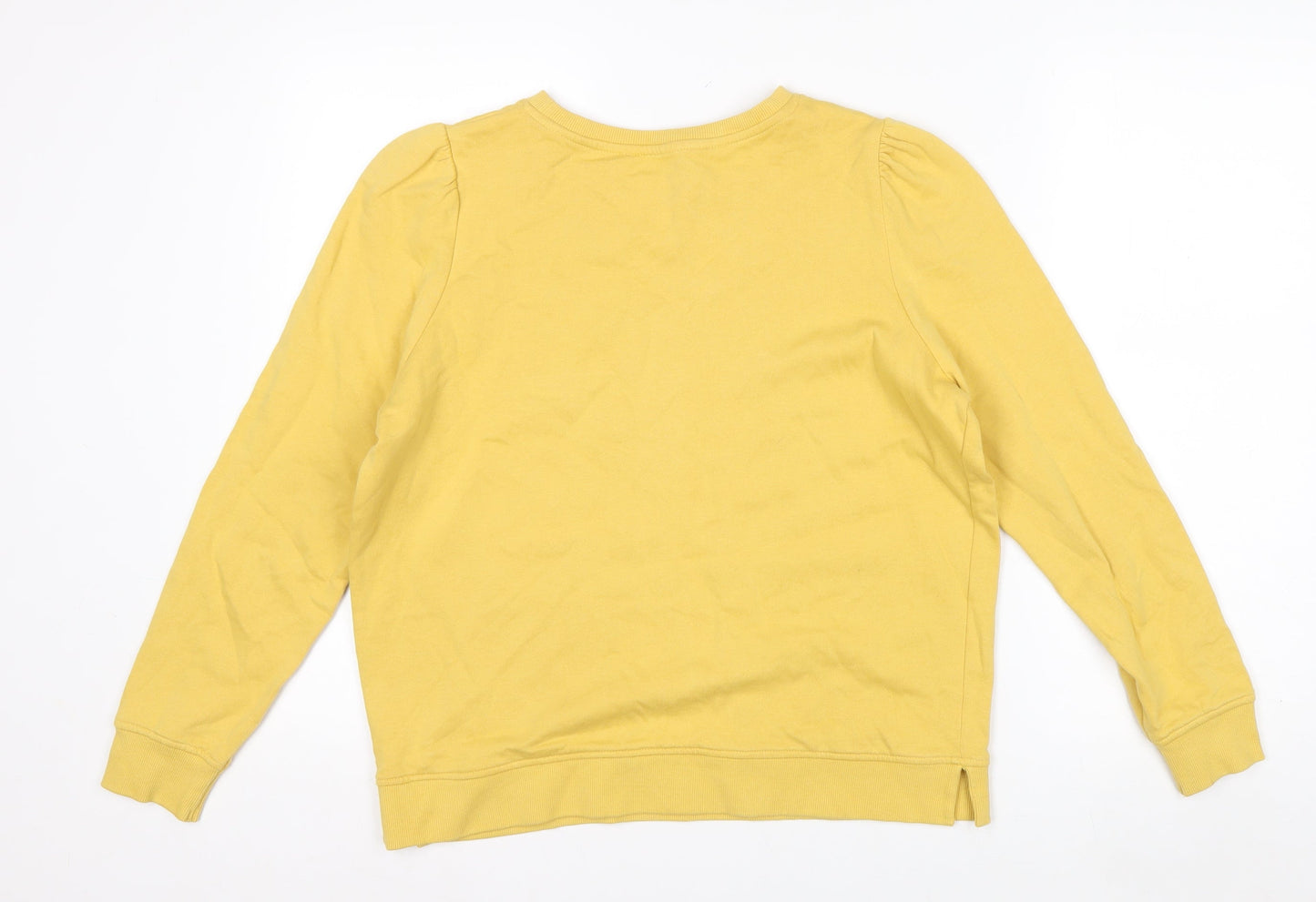 Tu Woman Yellow Cotton Crew Neck Long Sleeve Pullover Sweatshirt Size 12
