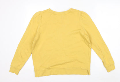 Tu Woman Yellow Cotton Crew Neck Long Sleeve Pullover Sweatshirt Size 12