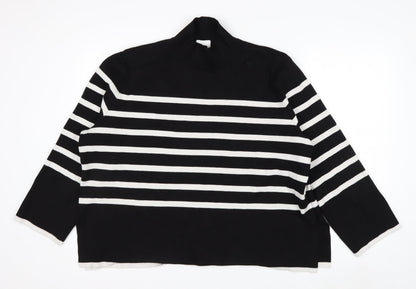 H&M Women’s Black White Striped Mock Neck Long Sleeve Jumper Size 18