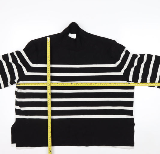 H&M Women’s Black White Striped Mock Neck Long Sleeve Jumper Size 18
