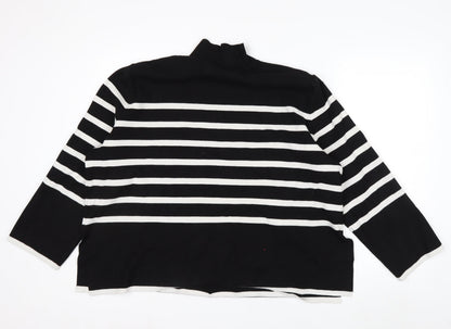 H&M Women’s Black White Striped Mock Neck Long Sleeve Jumper Size 18