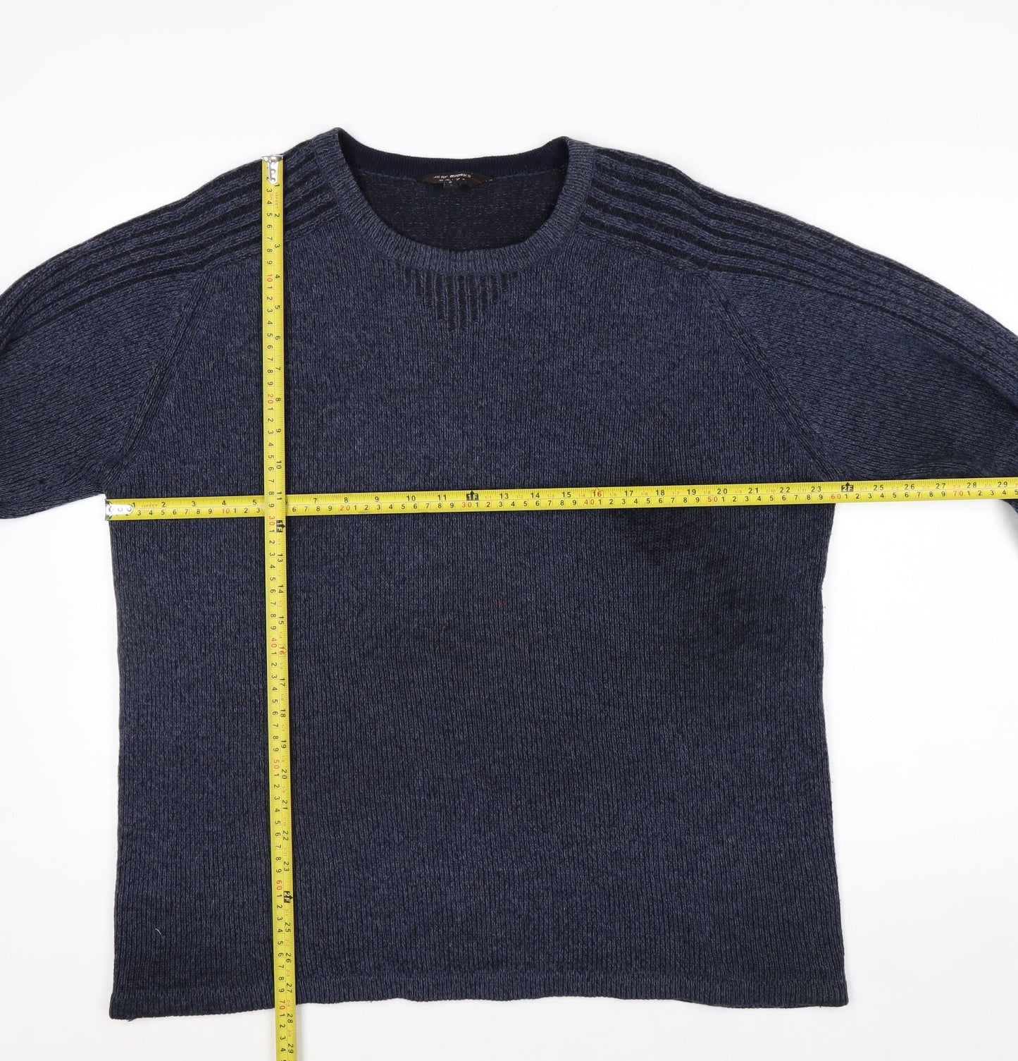 Jeff Banks Women Blue Wool Blend Crew Neck Pullover Jumper L