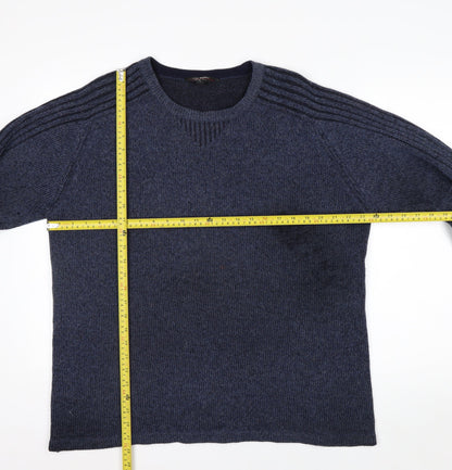 Jeff Banks Women Blue Wool Blend Crew Neck Pullover Jumper L