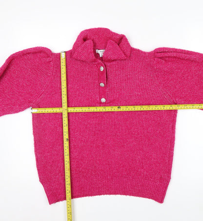 Next Womens Pink Collared Henley Knit Jumper Size M UK 12