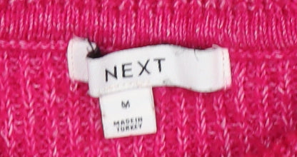 Next Womens Pink Collared Henley Knit Jumper Size M UK 12