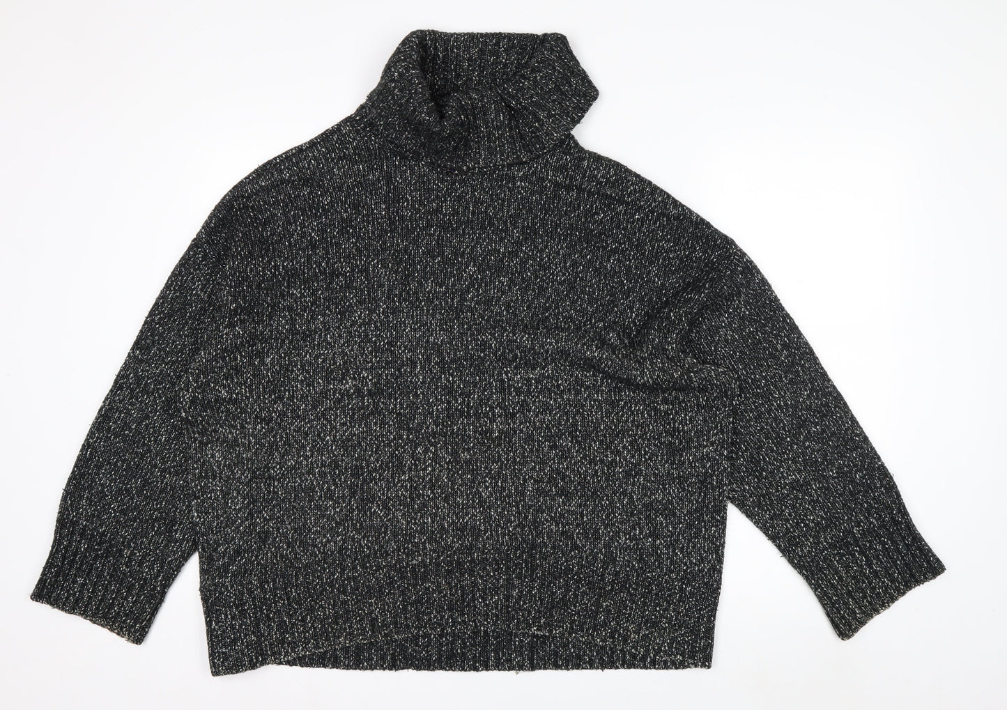 H&M Women’s Black Roll Neck Long Sleeve Wool Blend Jumper Size S