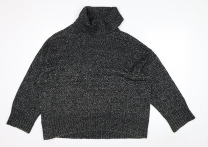 H&M Women’s Black Roll Neck Long Sleeve Wool Blend Jumper Size S