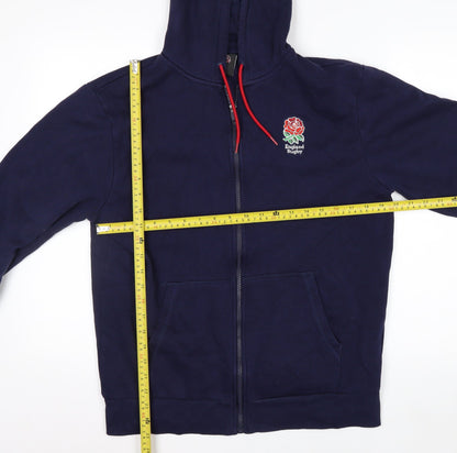 England Rugby Men's Blue Full Zip Hoodie Size M Embroidered Logo