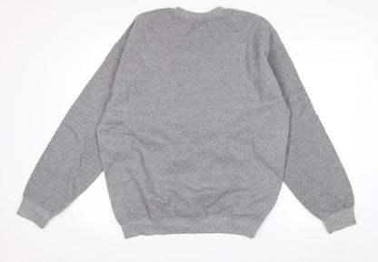 Hey Lola Womens Grey Cherry Graphic Pullover Sweatshirt L