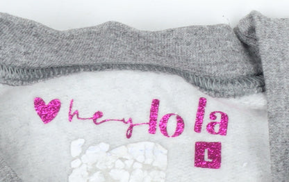 Hey Lola Womens Grey Cherry Graphic Pullover Sweatshirt L