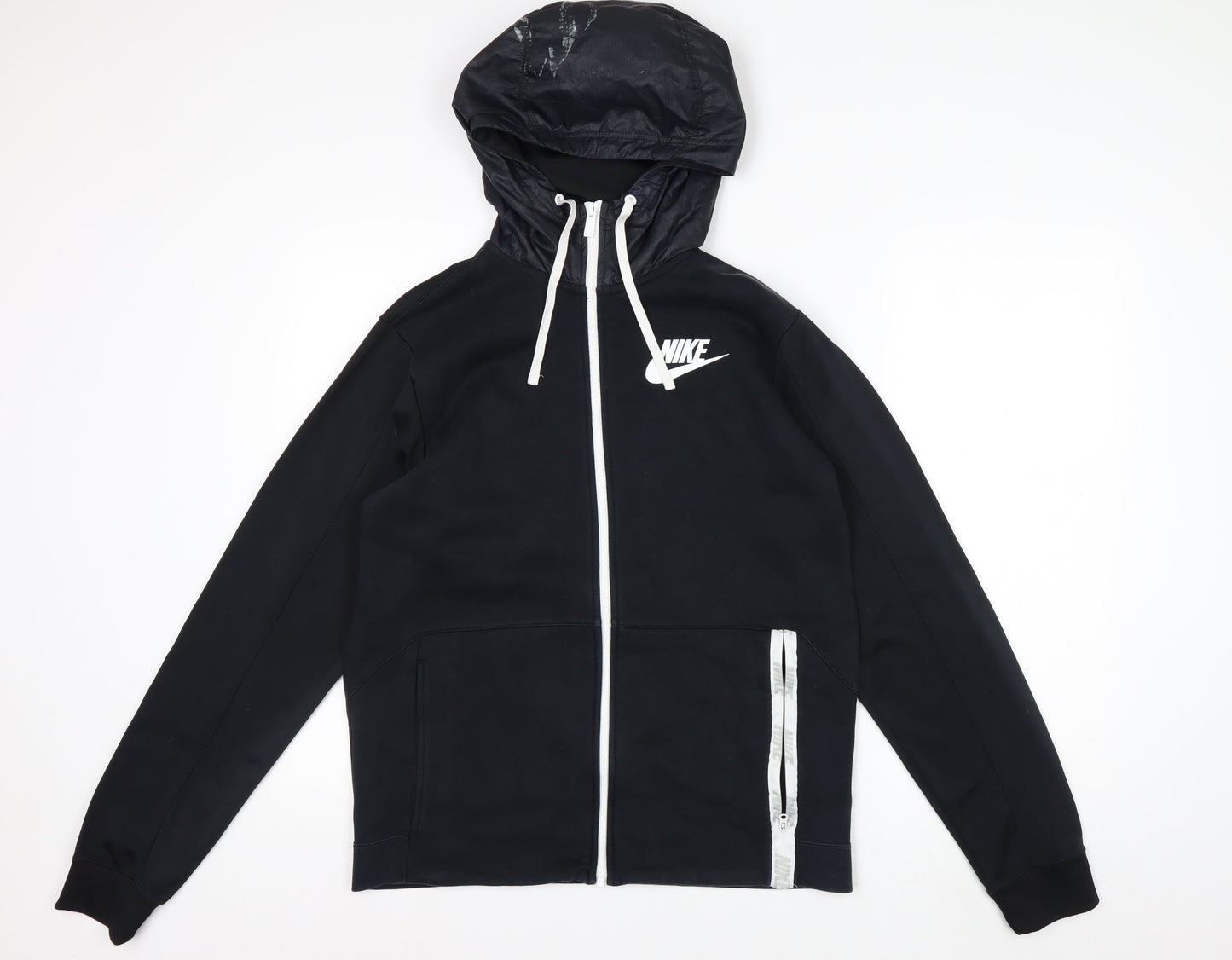Nike Men's Black Full Zip Hoodie Size M Sportswear Cotton Blend
