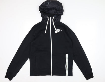 Nike Men's Black Full Zip Hoodie Size M Sportswear Cotton Blend
