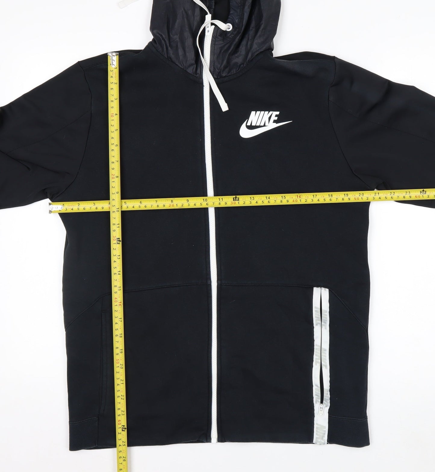 Nike Men's Black Full Zip Hoodie Size M Sportswear Cotton Blend