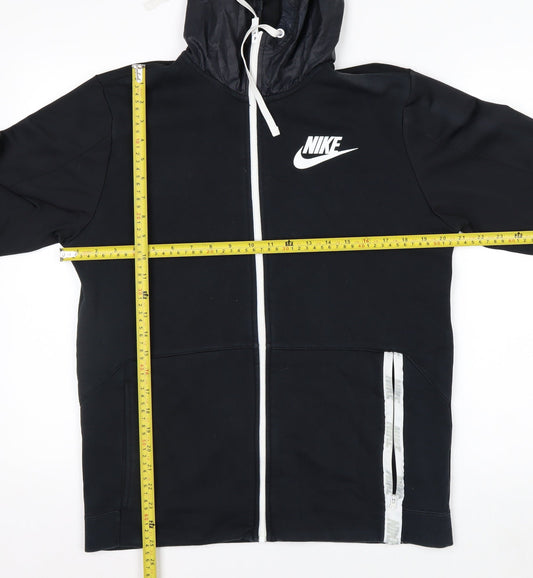 Nike Men's Black Full Zip Hoodie Size M Sportswear Cotton Blend