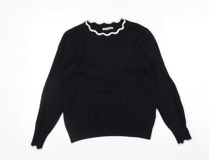 H&M Women Black Round Neck Knit Pullover Jumper Size 10