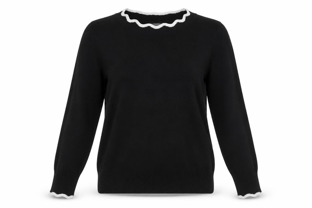 H&M Women Black Round Neck Knit Pullover Jumper Size 10