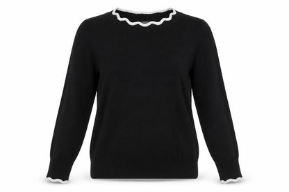 H&M Women Black Round Neck Knit Pullover Jumper Size 10