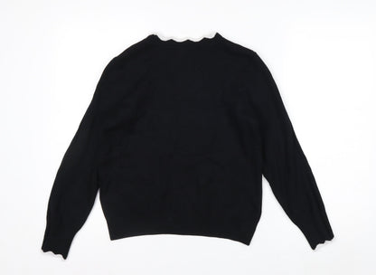 H&M Women Black Round Neck Knit Pullover Jumper Size 10
