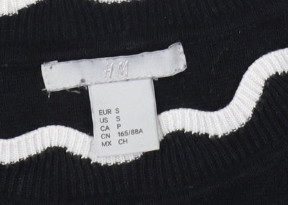 H&M Women Black Round Neck Knit Pullover Jumper Size 10