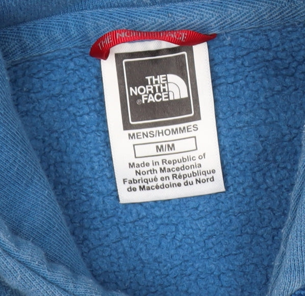 The North Face Men's Blue Pullover Hoodie M Logo Cotton Fleece