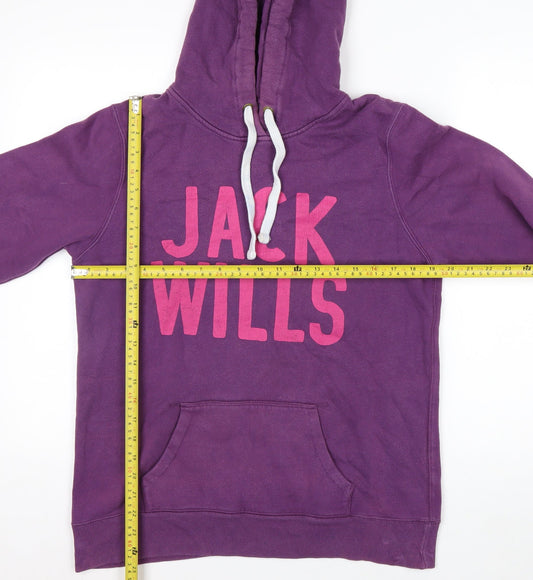 Jack Wills Womens Purple Hoodie Size 14 Pullover Hooded Sweatshirt