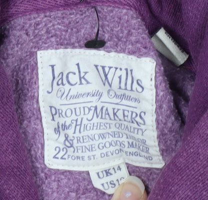 Jack Wills Womens Purple Hoodie Size 14 Pullover Hooded Sweatshirt