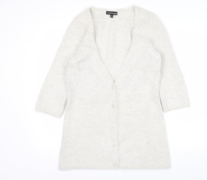 Warehouse Women’s Ivory Angora Blend V-Neck Button Cardigan UK 14