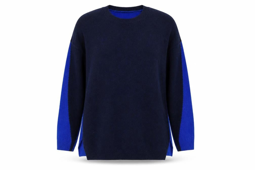 Hobbs Women’s Navy Blue Wool Cashmere Crew Neck Jumper XS