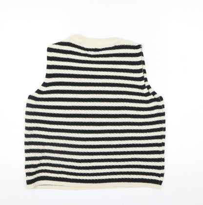 Marks and Spencer Women’s Black Stripe Knit Sleeveless Tank Top M