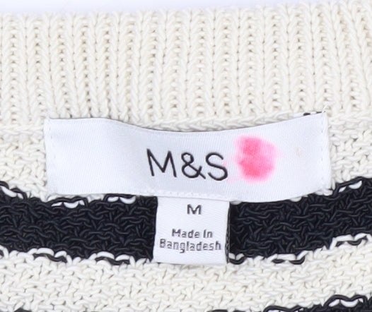 Marks and Spencer Women’s Black Stripe Knit Sleeveless Tank Top M