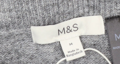 Marks and Spencer Women's Grey Cropped Wide-Leg Knit Trousers M